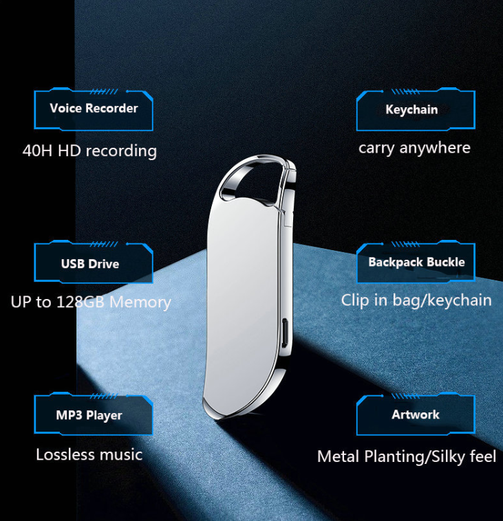 Keychain Digital Voice Recorder Voice Activated Recording