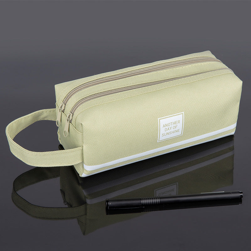 Canvas Double-Layer Stationery Box For Junior High School Students
