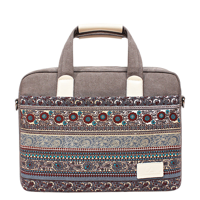 Ethnic Style Canvas Craft Anti-fall And Durable Laptop Bag
