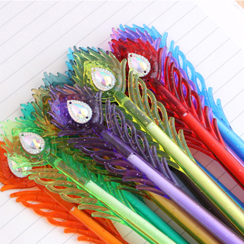 Cute Feather Peacock Color Gel Pen With Replaceable Refill
