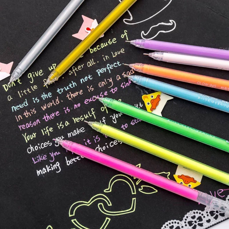 Highlighter Pen Set Flashing Pen Cute Korean Style Highlight Pen Color Gel Pen