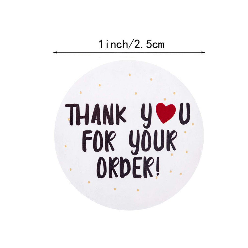 Round Thank You For Ordering Sticker Store Gift White Label Sticker 500 Pcs