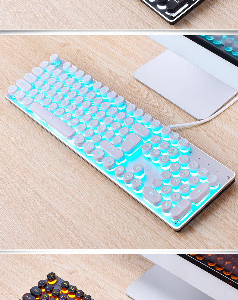 Wired Gaming Keyboard Manipulator Computer Desktop Home Punk Retro Luminous Keyboard