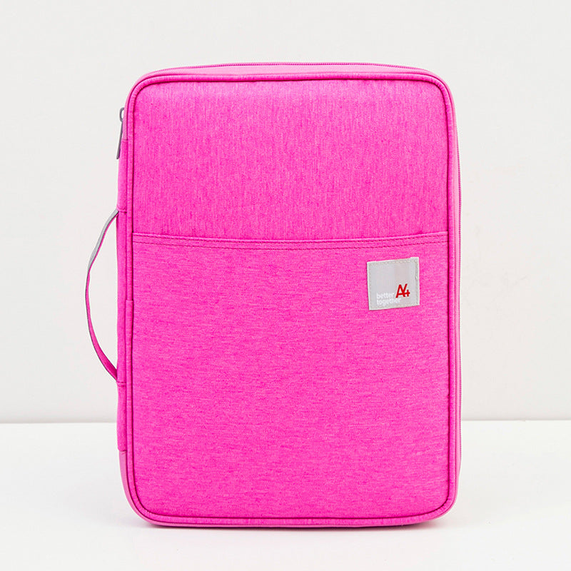 Portable File Bag File Storage Multi-Layer Information Bag Zipper Canvas Female Briefcase