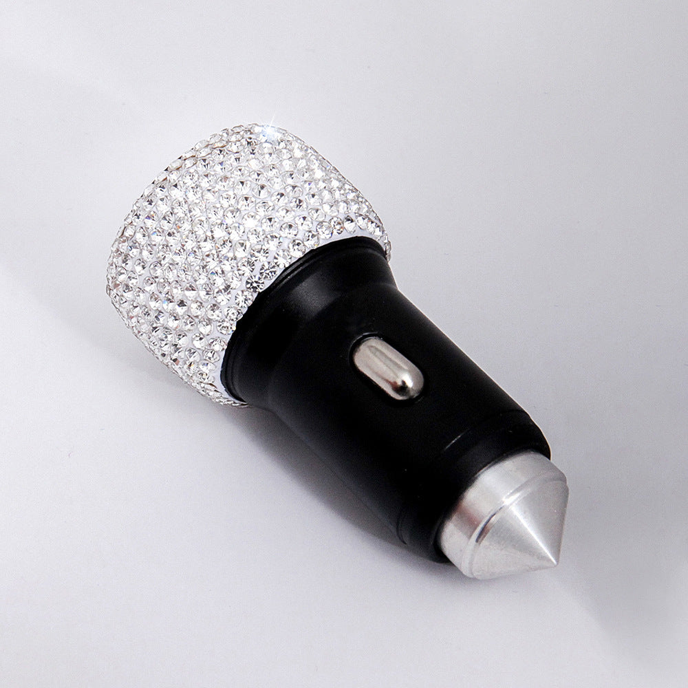 Diamond-Studded Car Mobile Phone Safety Hammer Charger