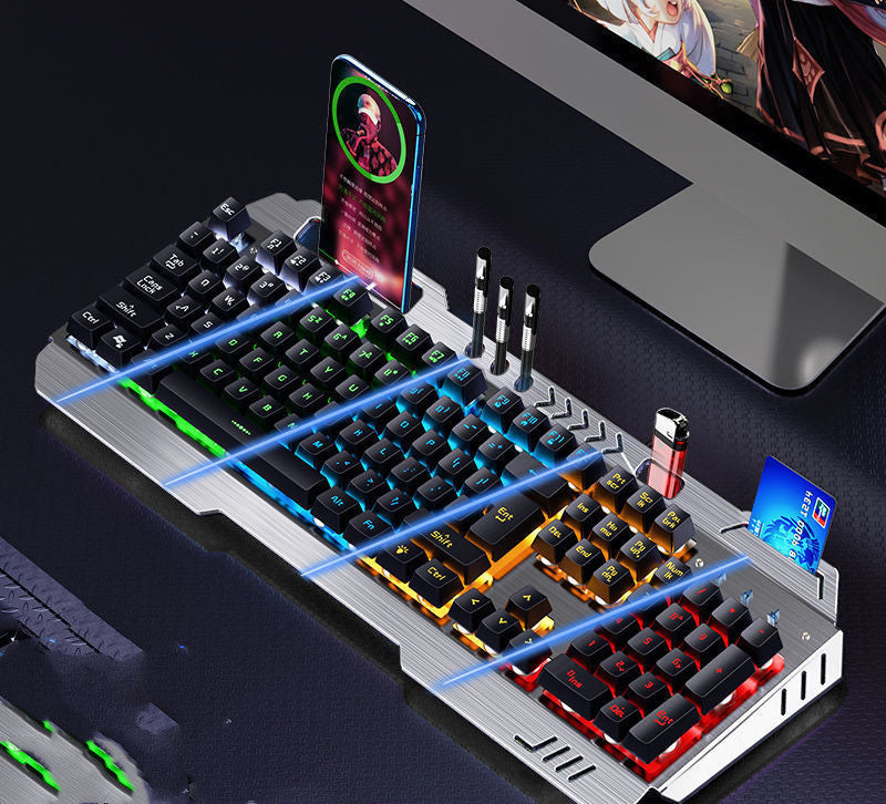 Mechanical Hand Keyboard, Mouse And Earphone Three Piece Suit Wired Computer Notebook Chicken Eating Game