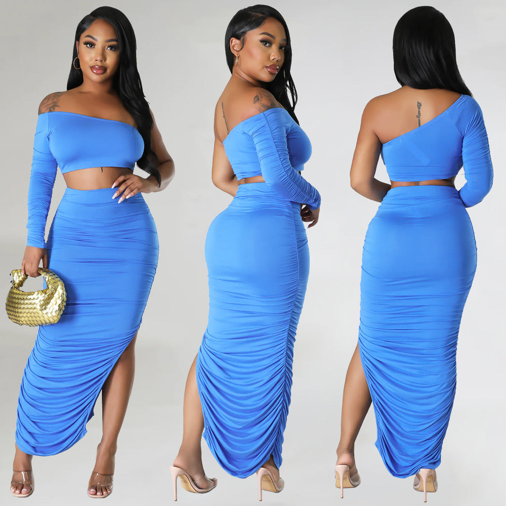 Tight Pleated Irregular Two-piece Set