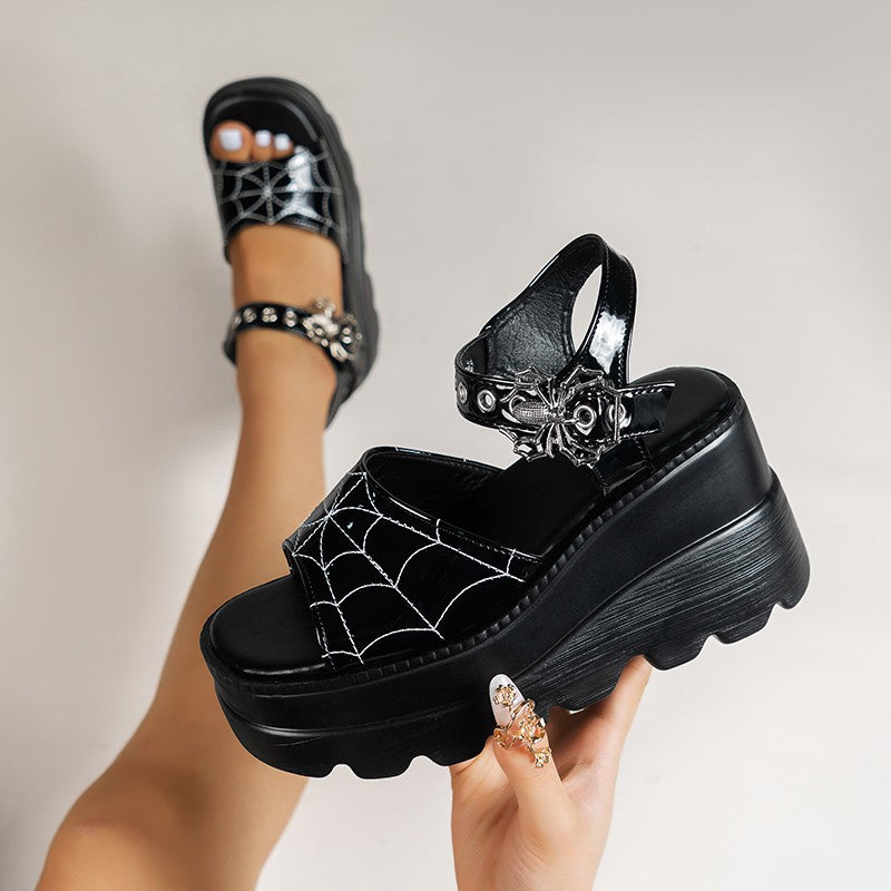 Punk Dark Buckle Platform Sandals