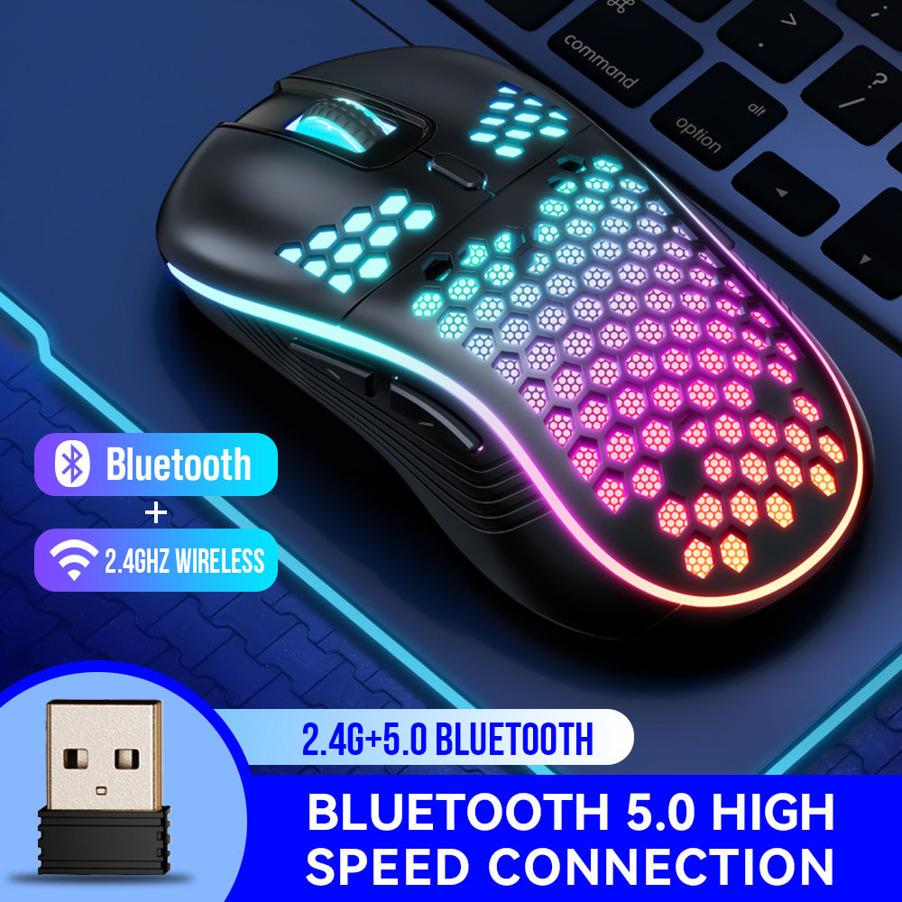 SA-1 Dual Mode Honeycomb Shell RGB Wireless Bluetooth Computer Gaming Mouse