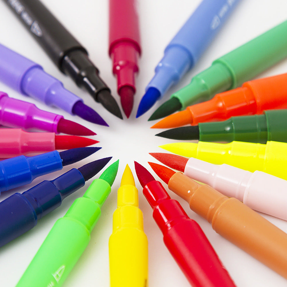 Double-Ended Hook Line Soft-Tip Pen Color Marker Watercolor Pen