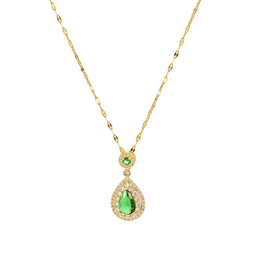 Women's Fashion Beautiful Square Emerald Pendant Necklace