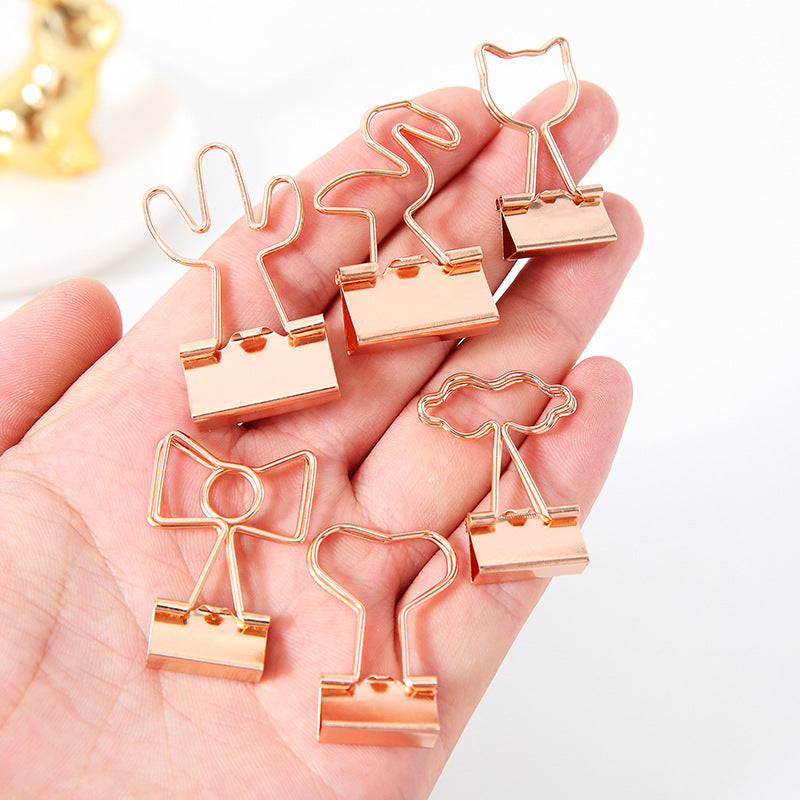 Creative Plating Gold Small Clip Office Style Long Tail Metal