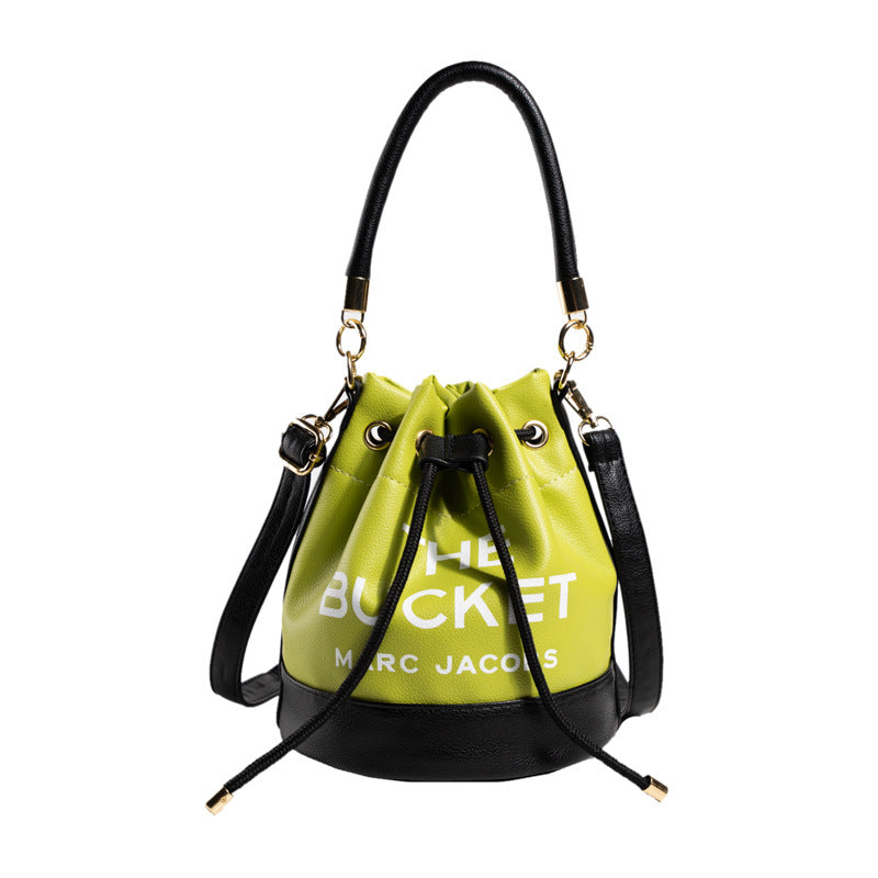 Color Contrast Patchwork Bucket Shoulder Handbag