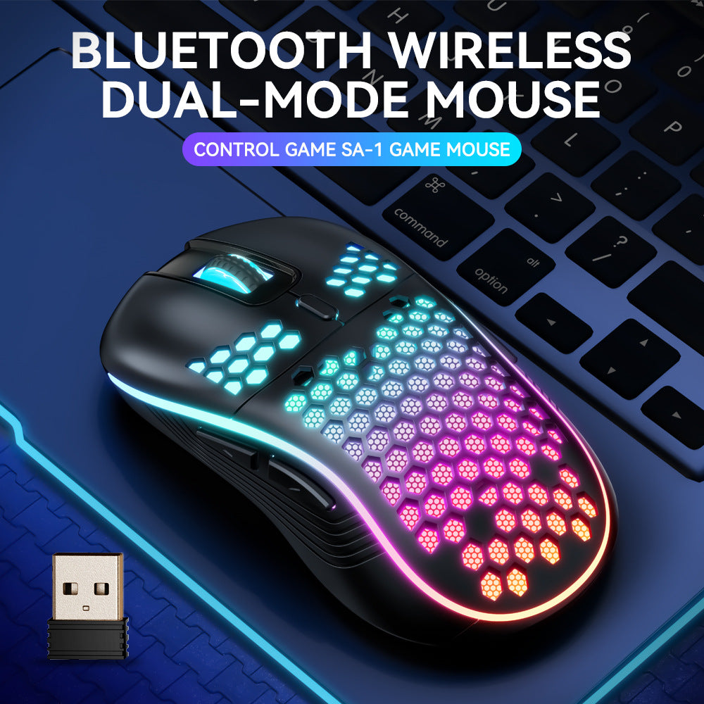 SA-1 Dual Mode Honeycomb Shell RGB Wireless Bluetooth Computer Gaming Mouse