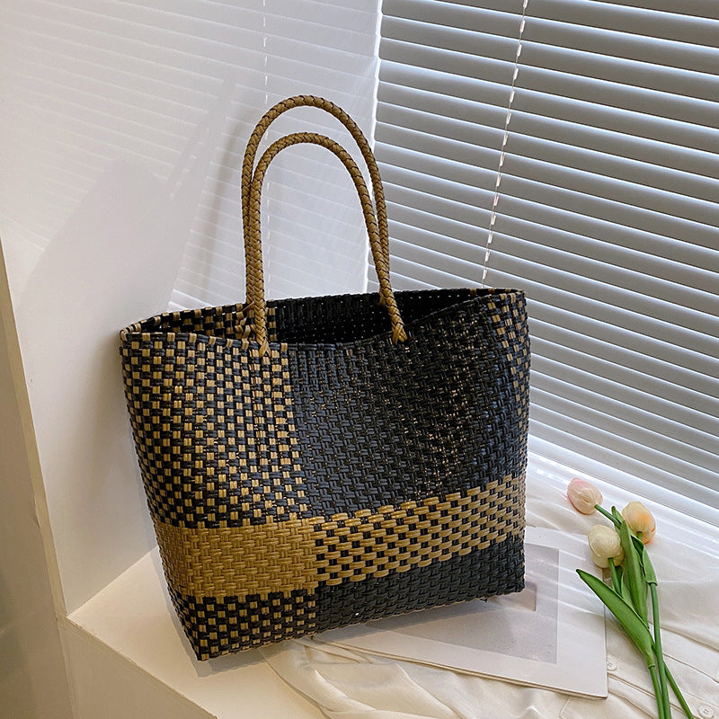 New Popular Women's Fashion Versatile Woven High Capacity Handbag