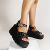 Punk Dark Buckle Platform Sandals