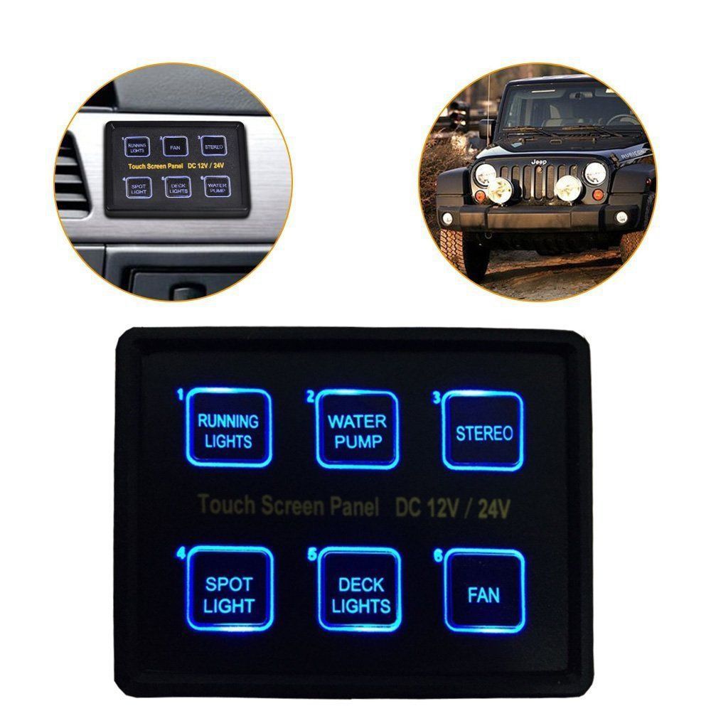 Wrangler Switch Panel Car/Boat/Bus Modification 6-Way Touch Switch Panel