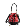 Color Contrast Patchwork Bucket Shoulder Handbag