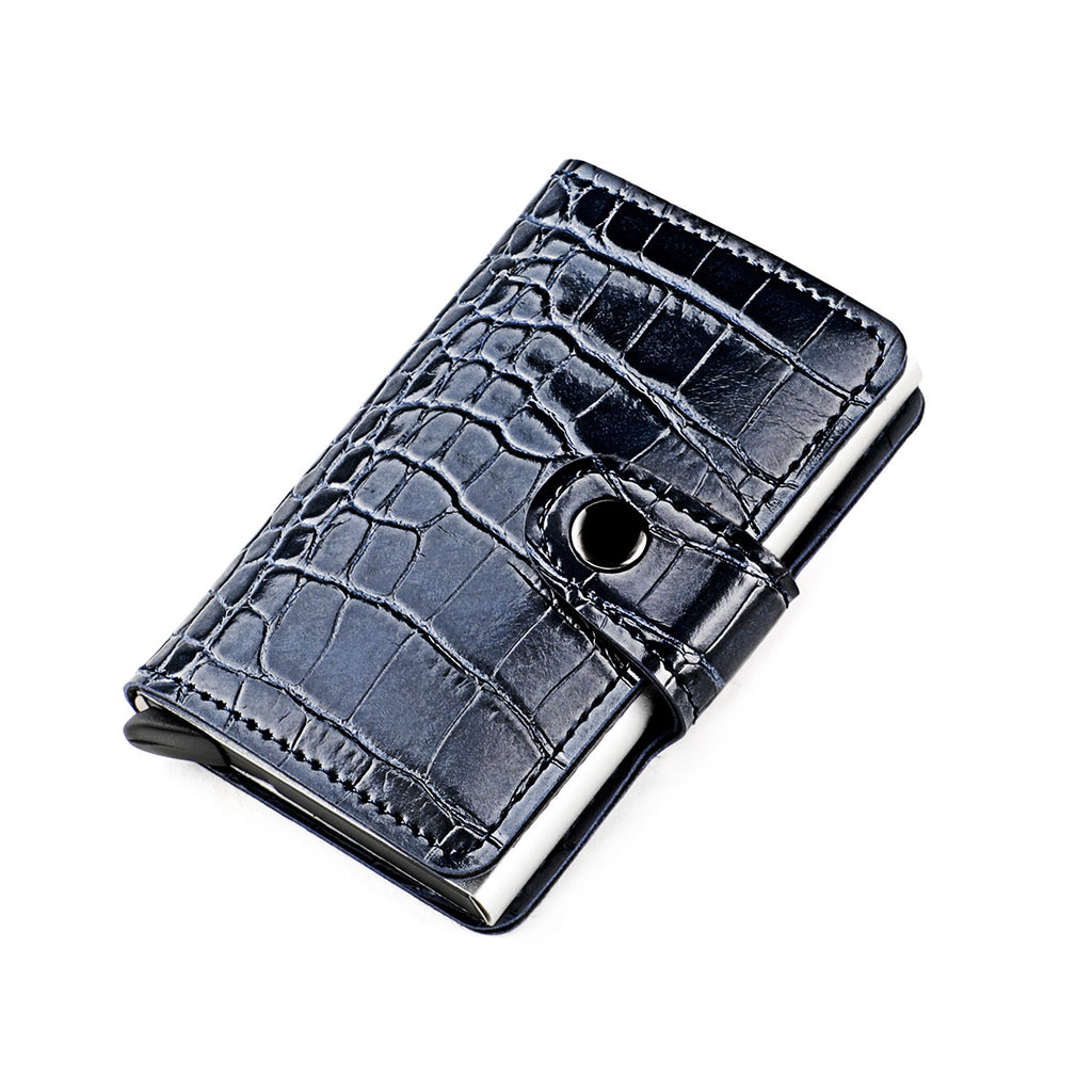 PU Artificial Leather Crocodile Pattern Men's Wallet Aluminum Box Clip