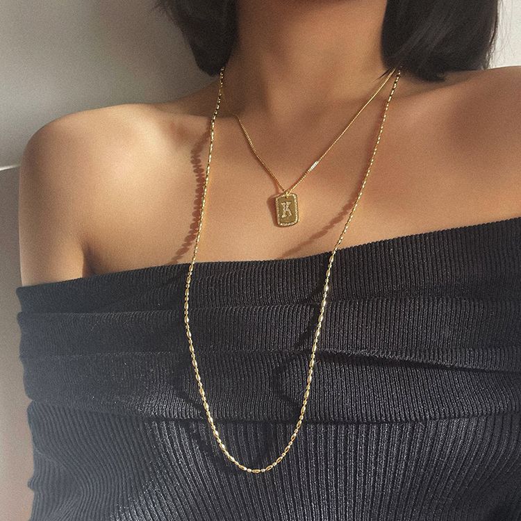 Simple Geometric Stacked Chain Twist Snake Bone Necklace