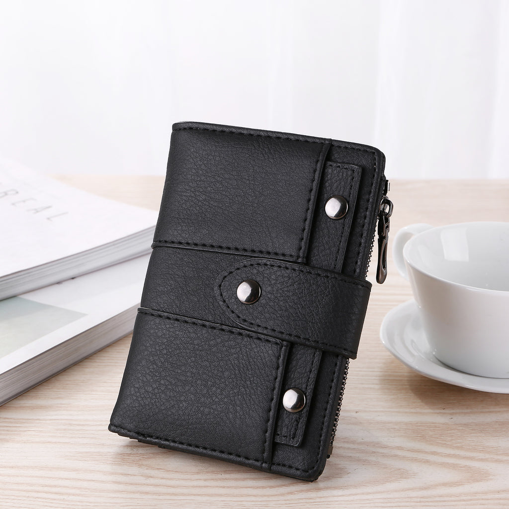 Women's Short Retro Frosted Three-fold Wallet