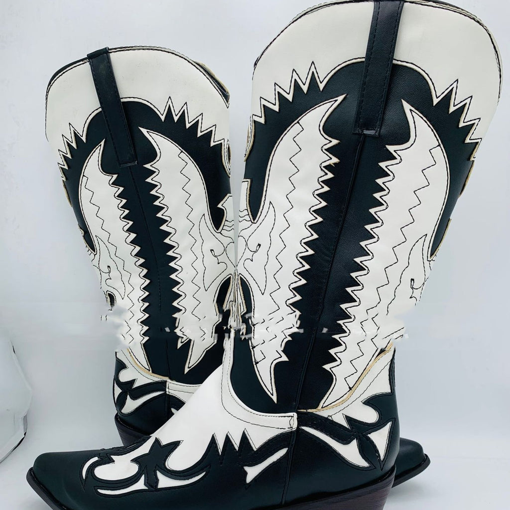 Black And White Fashionable Versatile Men's Boots