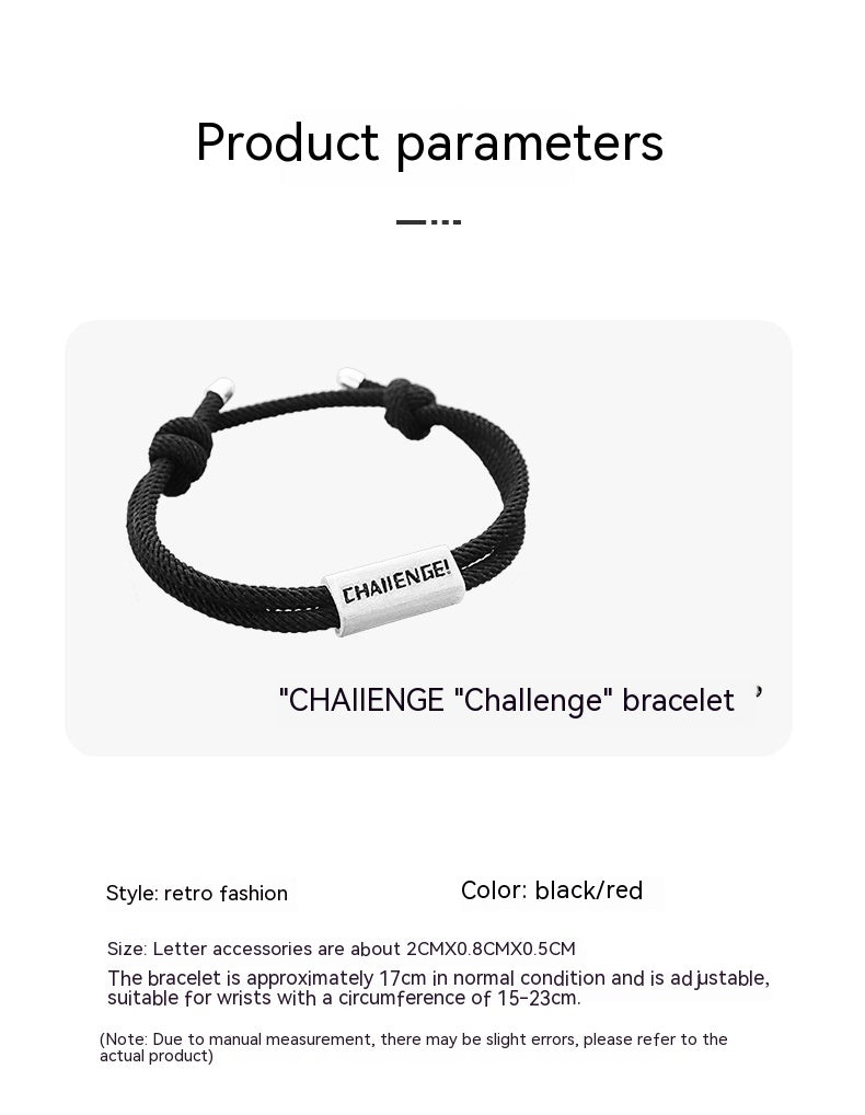 Letter Challenge Challenge Couple Bracelet Korean Hipster Girlfriend Long Distance Love Gift Woven Push Pull Carrying Strap