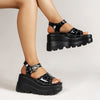 Punk Dark Buckle Platform Sandals