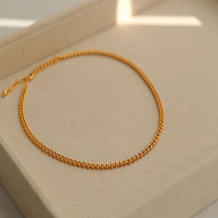 Simple Geometric Stacked Chain Twist Snake Bone Necklace