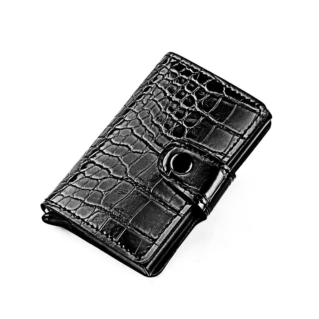 PU Artificial Leather Crocodile Pattern Men's Wallet Aluminum Box Clip