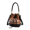 Color Contrast Patchwork Bucket Shoulder Handbag