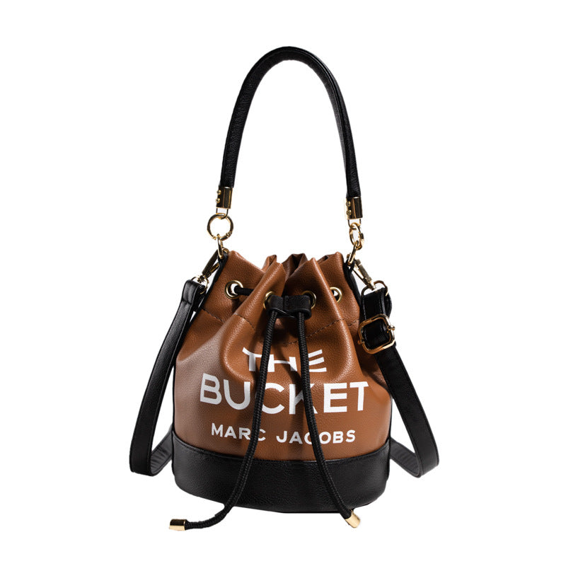 Color Contrast Patchwork Bucket Shoulder Handbag