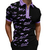 Casual Short Sleeve Digital Printing Zipper Pullover