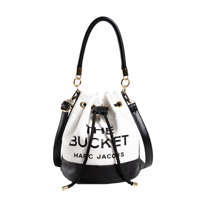 Color Contrast Patchwork Bucket Shoulder Handbag