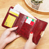 Retro Oil Wax Leather Multi Card Zipper Short Women's Wallet