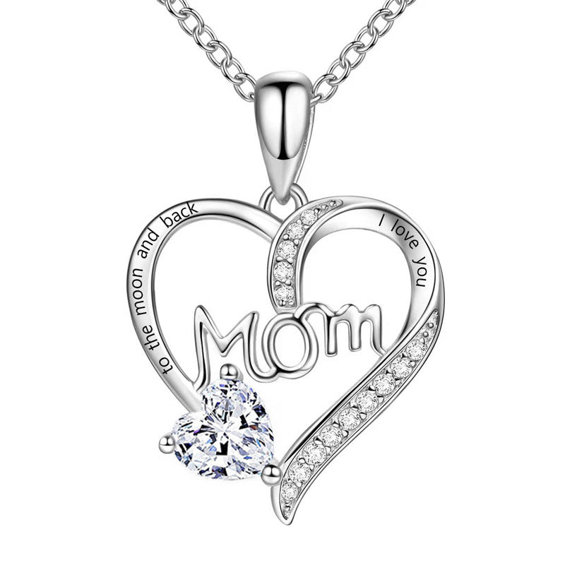 Women's Graceful And Fashionable Heart-shaped Lettering Diamond-studded Necklace