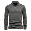 Men's Fashion Casual Solid Color Zipper and Lapel Cotton Top from Gifts Vip