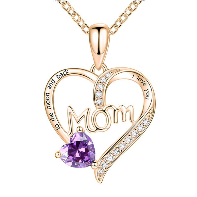 Women's Graceful And Fashionable Heart-shaped Lettering Diamond-studded Necklace