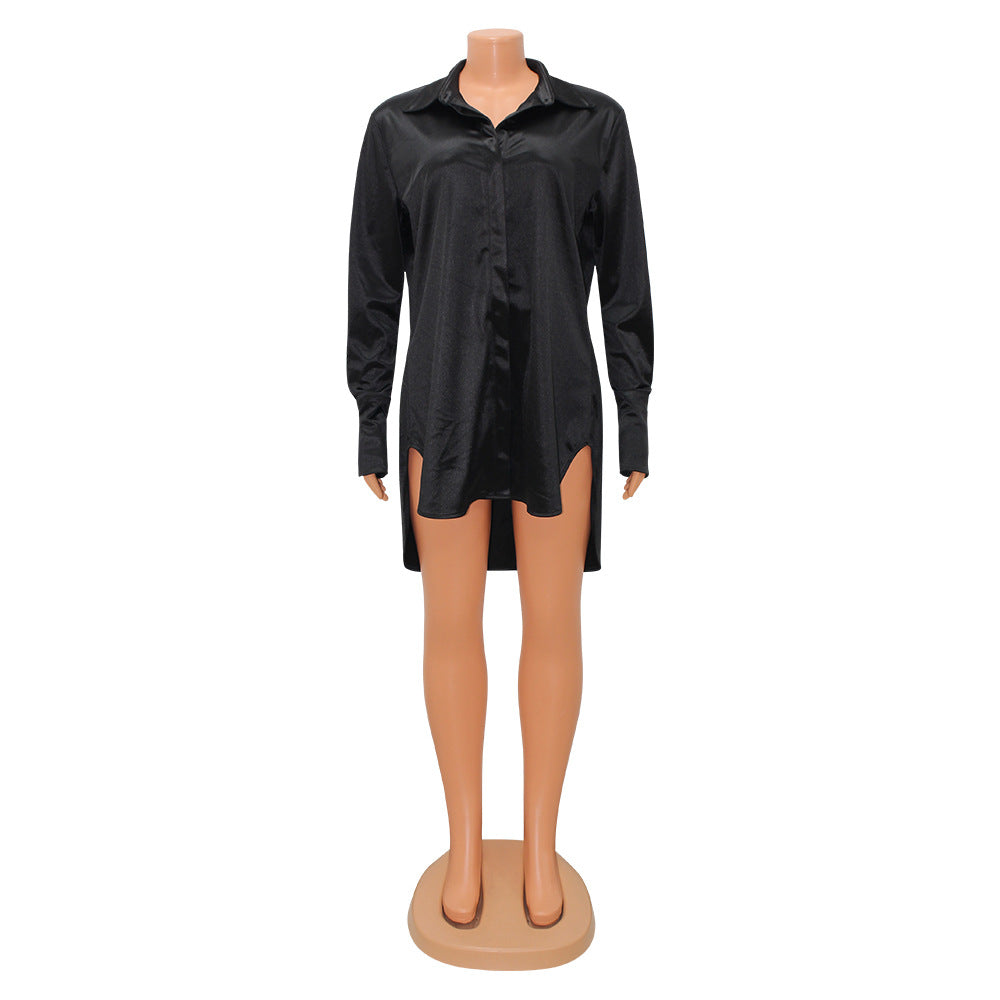 Long Sleeve Irregular Long Shirt For Women