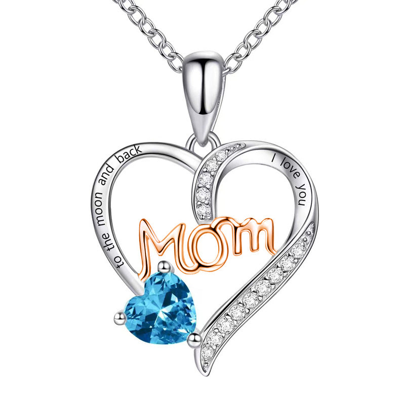 Women's Graceful And Fashionable Heart-shaped Lettering Diamond-studded Necklace