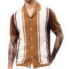 Retro Striped Button-Down Shirt with Tattoo Sleeves