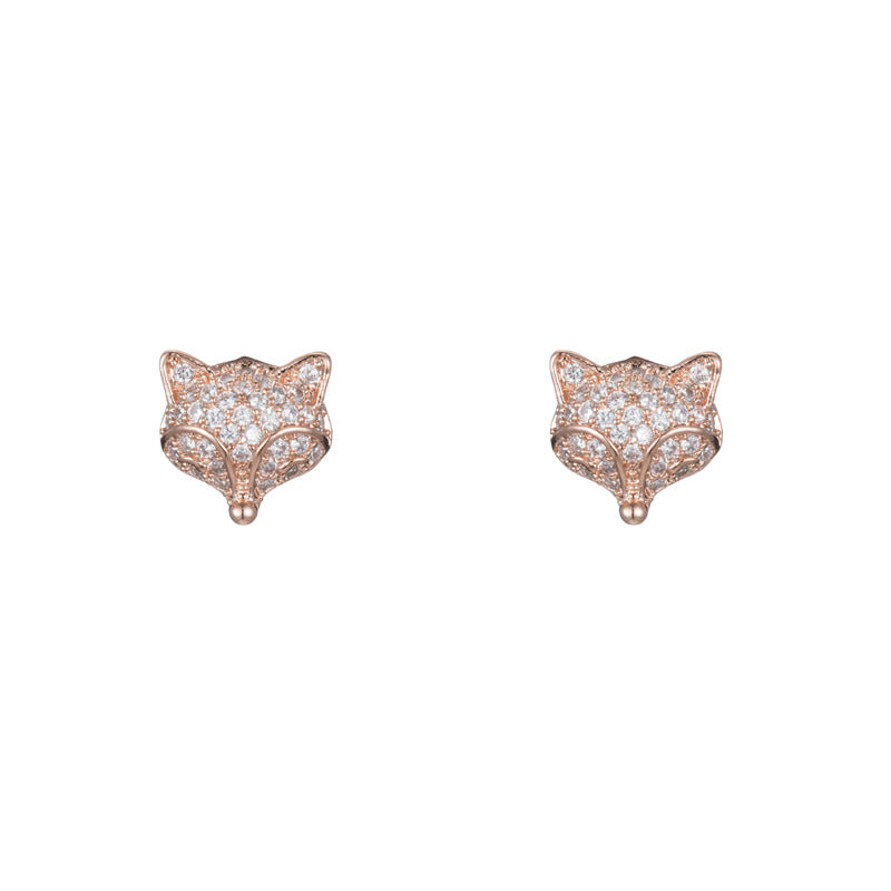 Cute Temperament Fox Studded Diamond Earrings