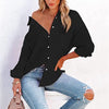 Women's Long Sleeve Color Matching Button Top