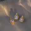 Women's Square Zircon Geometric Special Interest Light Luxury Necklace Earrings