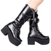 Zipper Studded Skull Punk Thick-soled High Boots