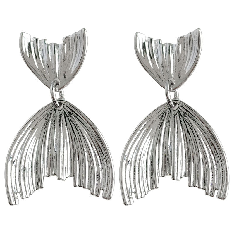 Women's Fashion Silver Needle Fishtail Modelling Earrings