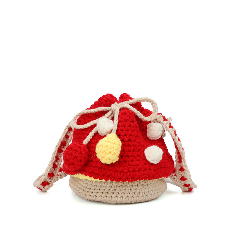 New Handwoven Woolen Cute Mushroom Crossbody Bag