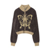 Mohair Stand Collar Cardigan Autumn And Winter Butterfly Embroidery Zipper Sweater