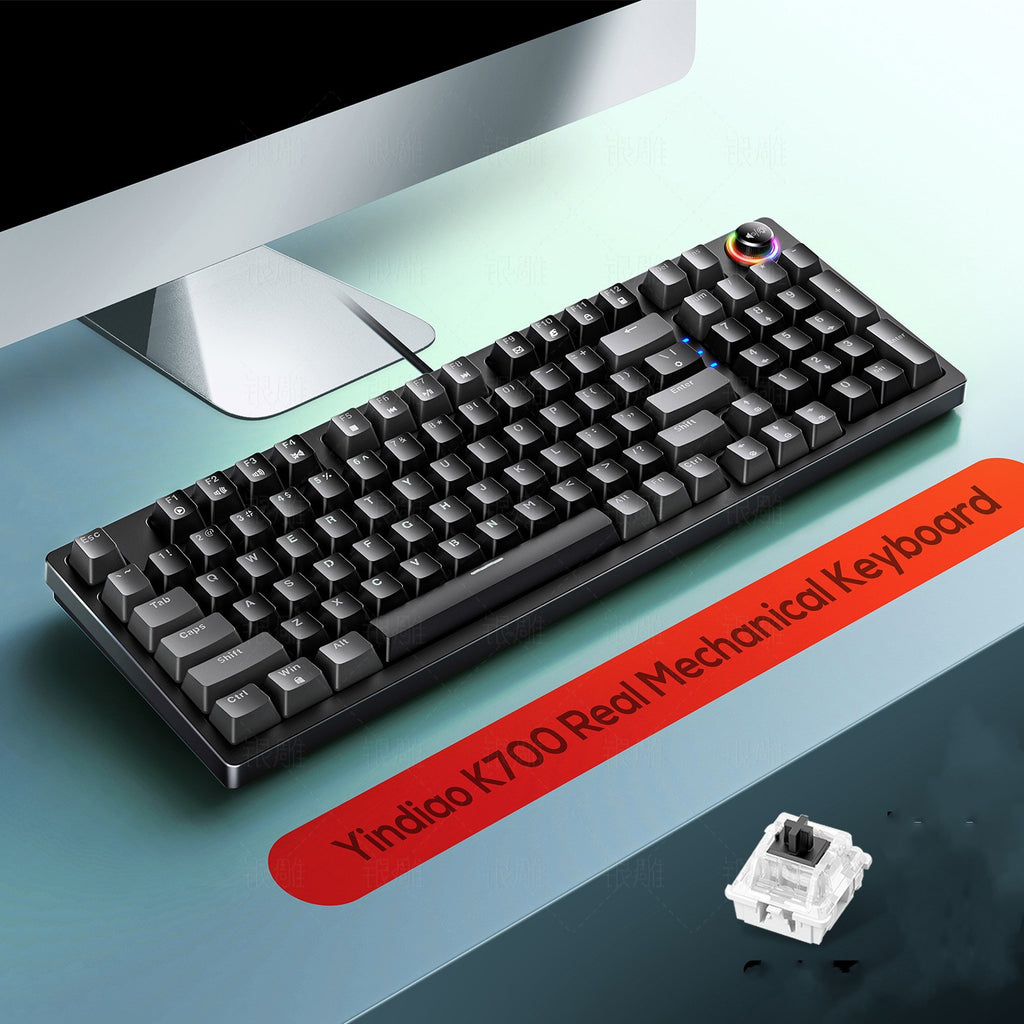 Silver Carving K700 Custom Luminous Mechanical Keyboard Gaming Knob 96 Keys