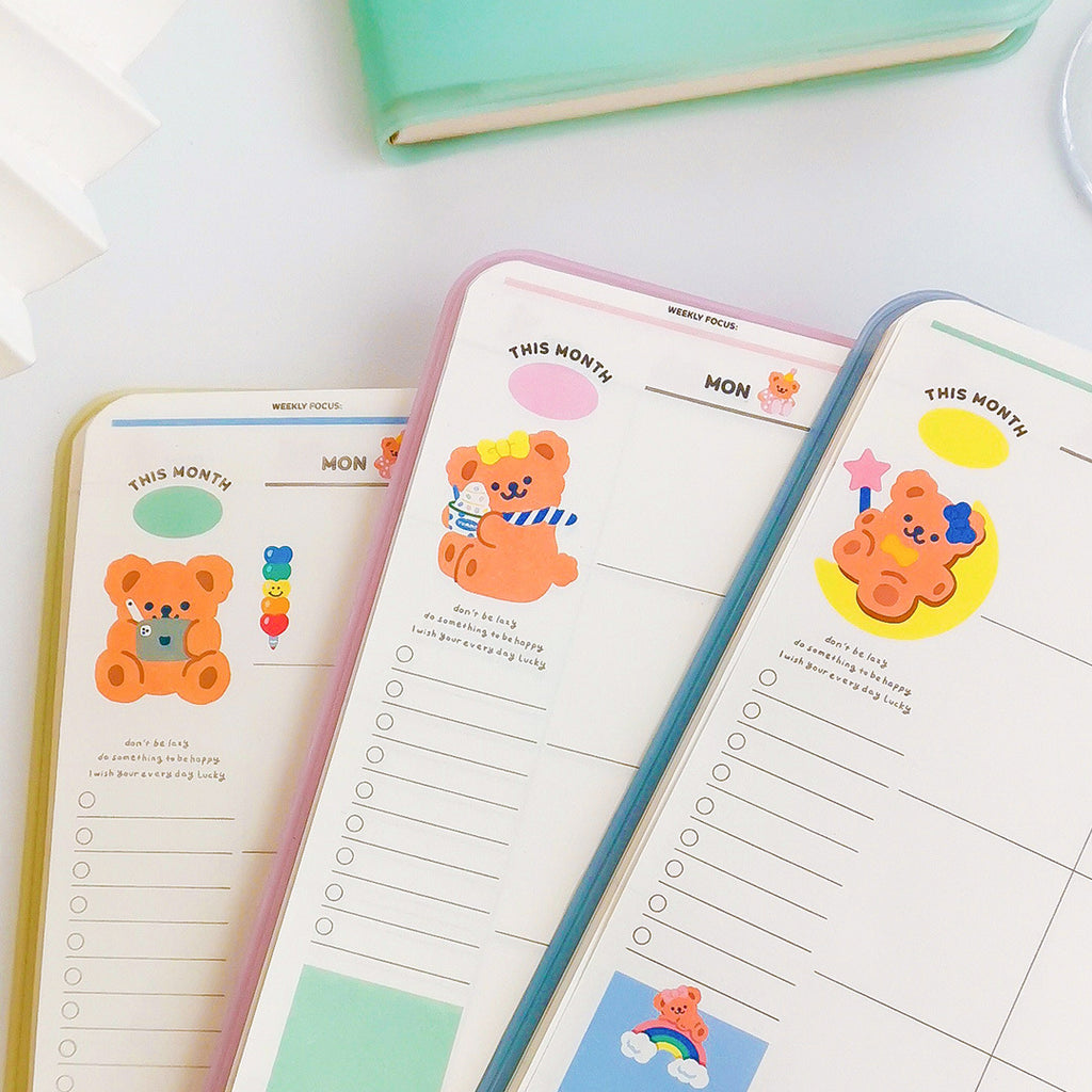 Little Bear Plastic Sleeve Schedule Book Cute Girl Heart Full Color Notebook Student Hand Account